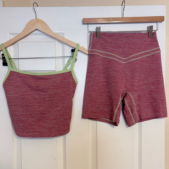 Vitality Daydream V Volley Bike Shorts Square Sports Bra Set Cherry Limeade M - Picture 2 of 7
